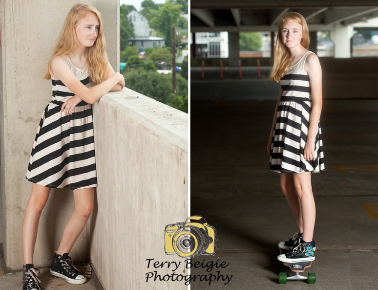 Skater girl teen photoshoot downtown Charlottesville Virginia